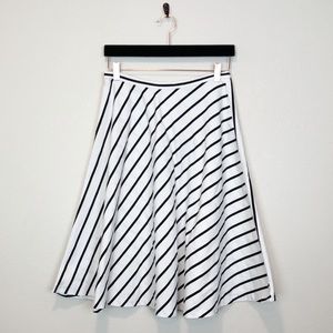 Lauren Ralph Lauren White A-Line Skirt with Black Diagonal Stripes